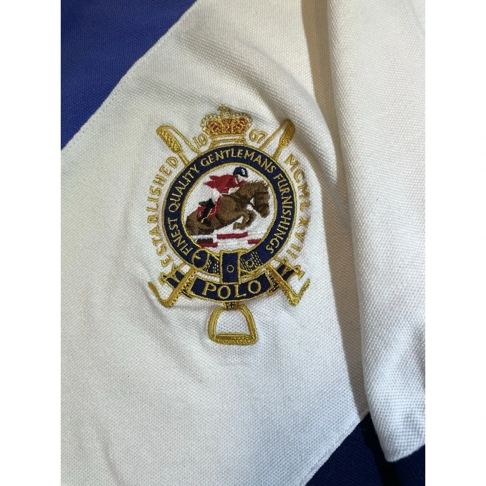 Vintage Polo Ralph Lauren Crest Polo Shirt‎ Blue Pony Classic Mens Size L